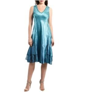 NWT KOMAROV Marine Night Ombré Beaded Sleeveless Chifon Dress Women’s